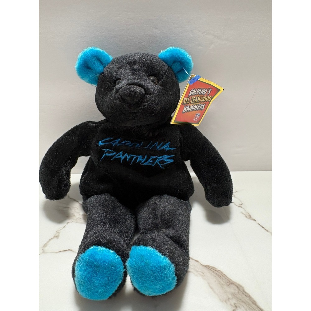 NFL Team 2000 Bammers Carolina Panthers‎ Plush Bear Black Blue Collectible VTG